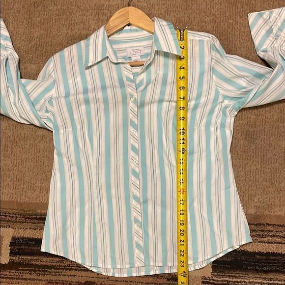 LOFT Aqua Striped Shirt - Picture 7 of 7